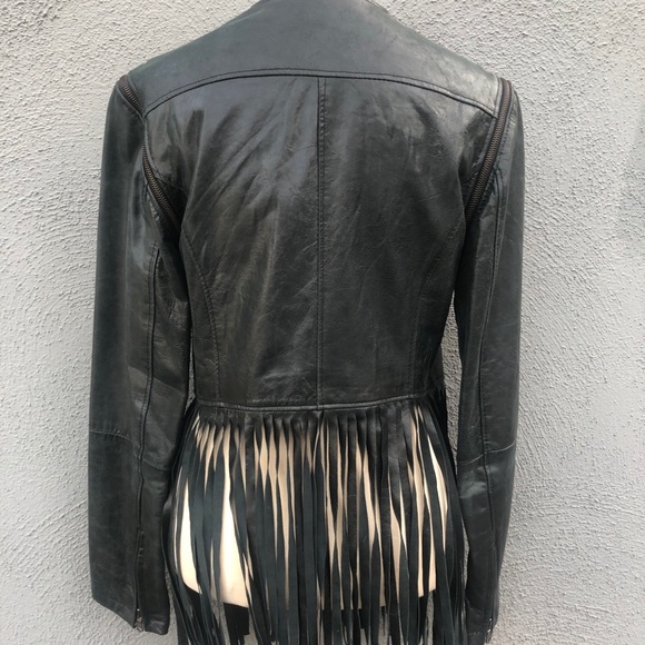 Please made in Italy leather jacket with fringe - Picture 7 of 9